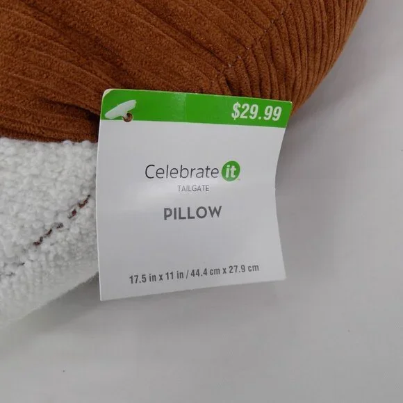 Football Pillow Celebrate it Tailgate Sports Home Decor 17.5" x 11" Brown White - Picture 7 of 9